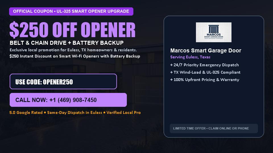 $250 OFF Smart Wi-Fi Garage Door Opener Installation in Euless, TX - Marcos Smart Garage Door