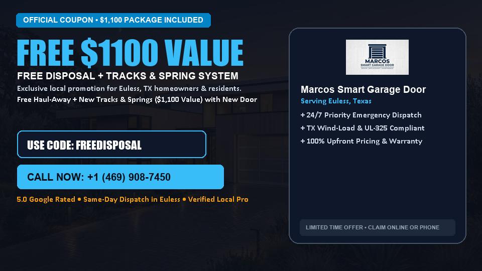FREE Old Door Haul-Away & Heavy-Duty Tracks in Euless, TX - Marcos Smart Garage Door